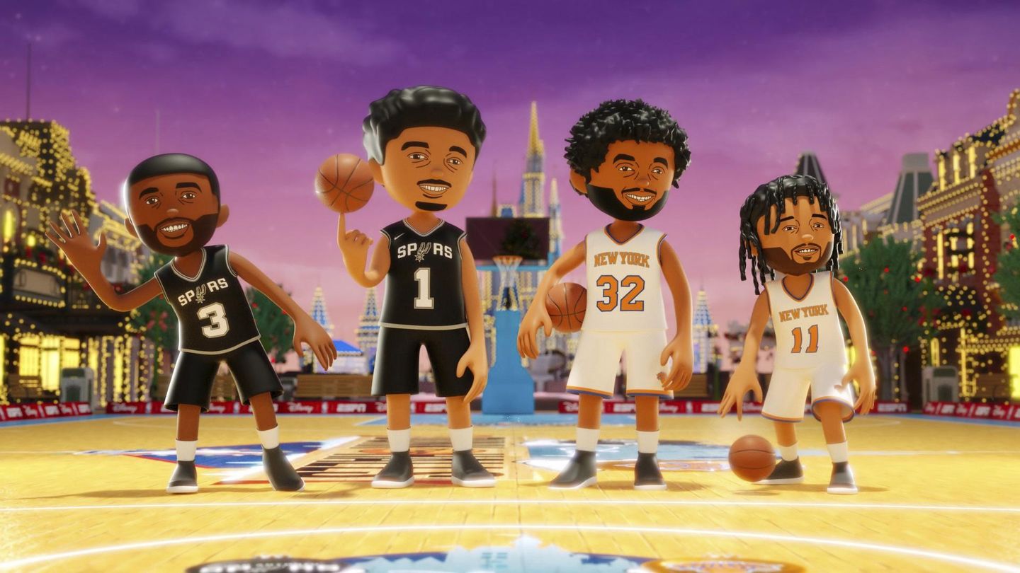 Mickey, Minnie, Goofy: Spurs-Knicks Christmas game also an animated one at Disney World